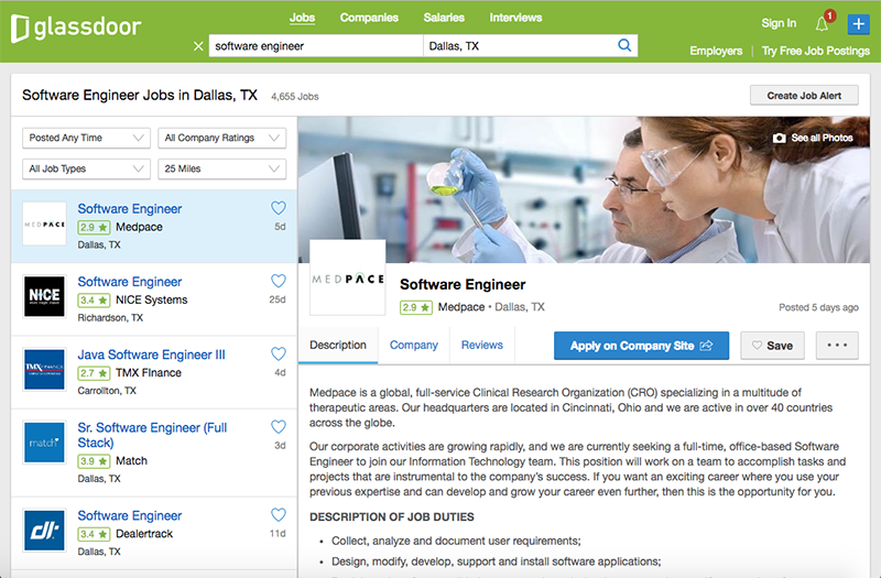 Glassdoor employer candidate list