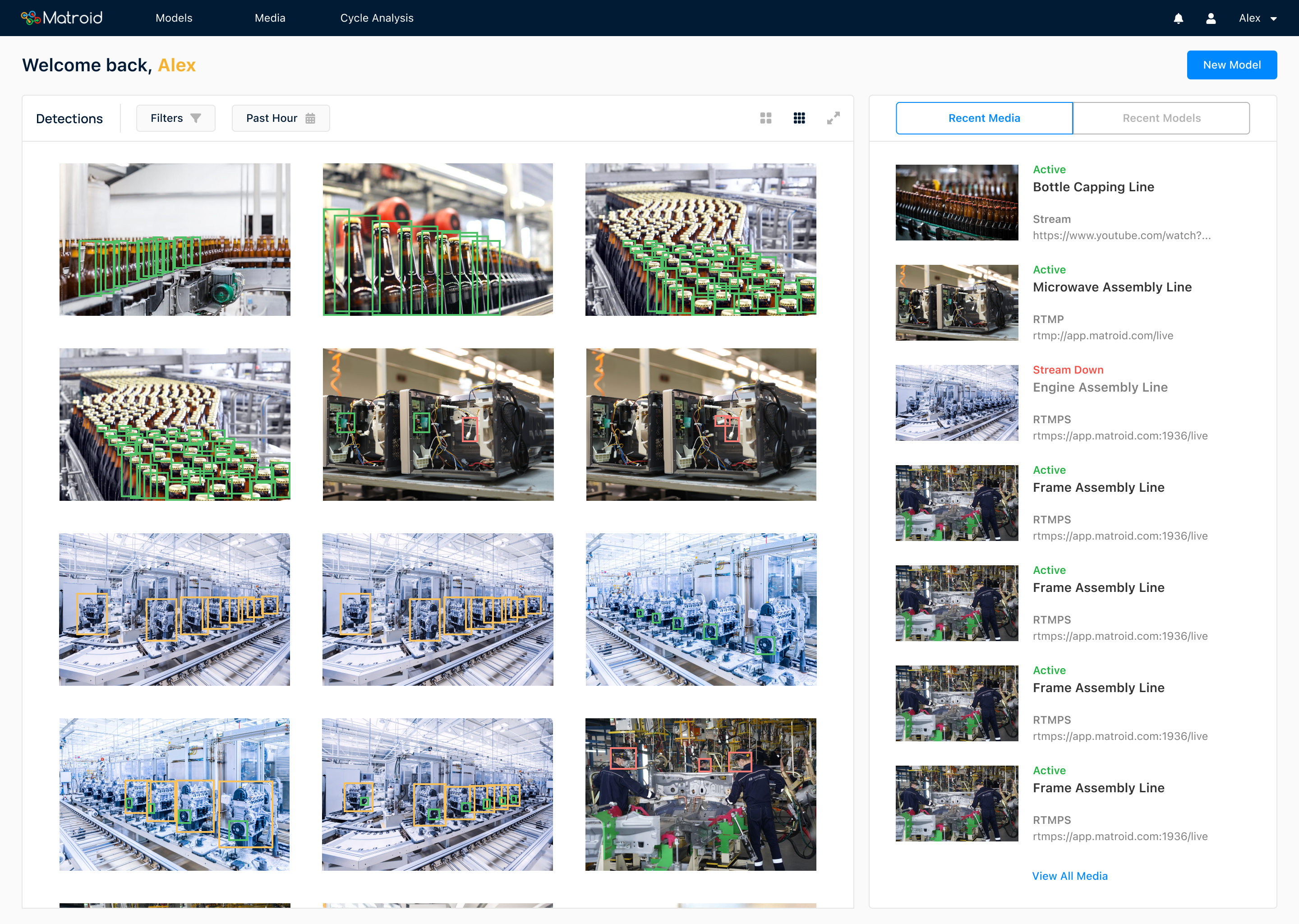 Matroid dashboard call to action design